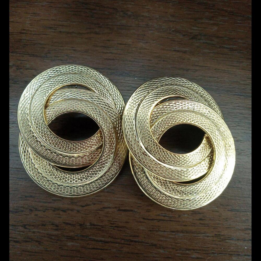 Chunky Large Gold Tone Post/Drop Earrings.  Vintage. Large